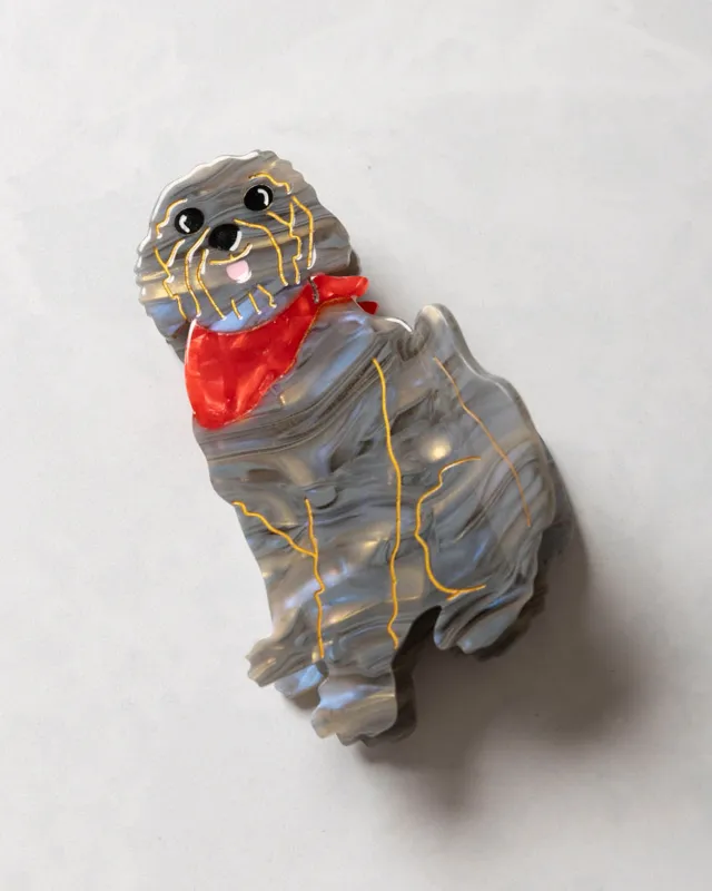 Grey - Hand Painted Golden Doodle Claw Hair Clip  - Solar Eclipse sold by Printfresh