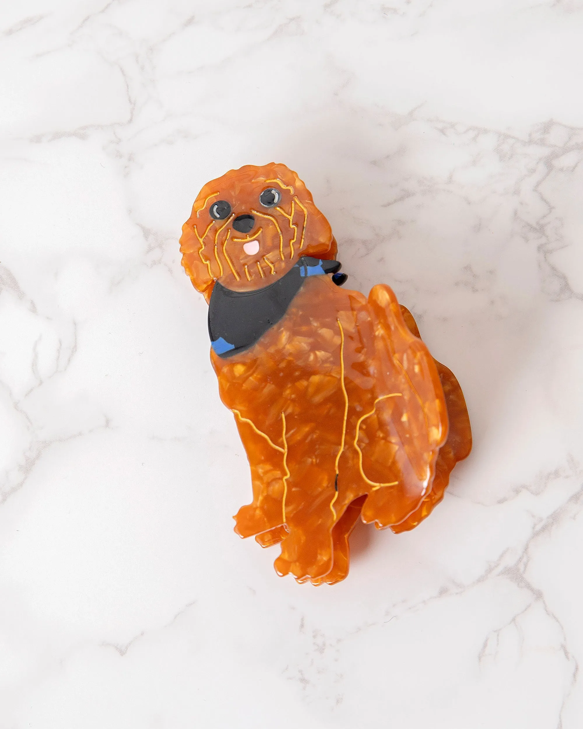 Brown - Hand Painted Golden Doodle Claw Hair Clip - Solar Eclipse sold by Printfresh