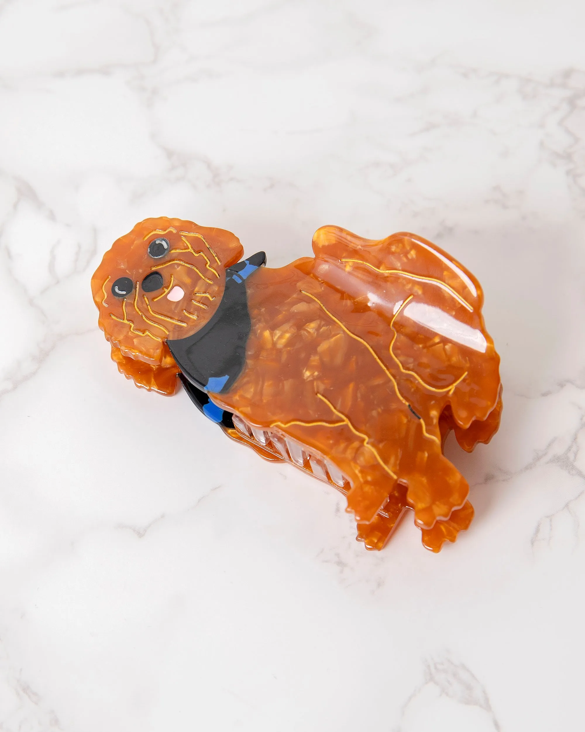 Brown - Hand Painted Golden Doodle Claw Hair Clip - Solar Eclipse sold by Printfresh product image thumbnail 3