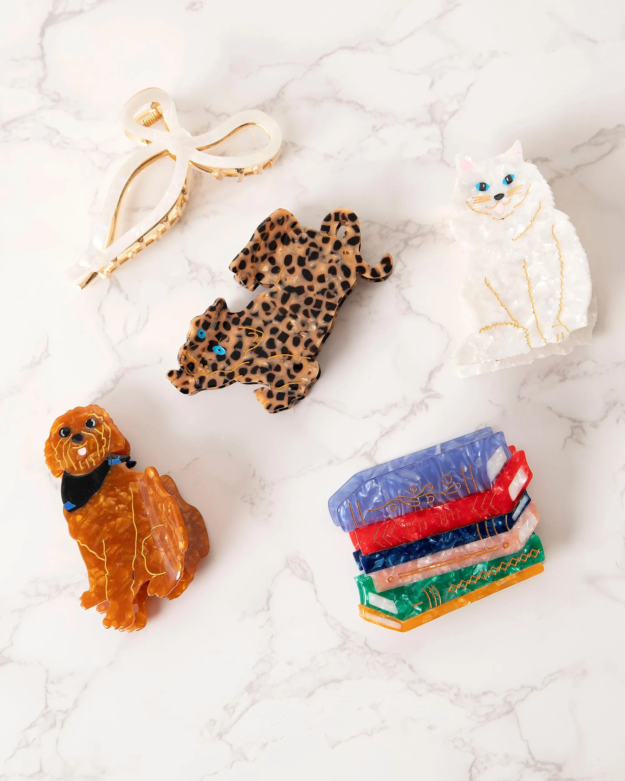 Brown - Hand Painted Golden Doodle Claw Hair Clip - Solar Eclipse sold by Printfresh product image thumbnail 2