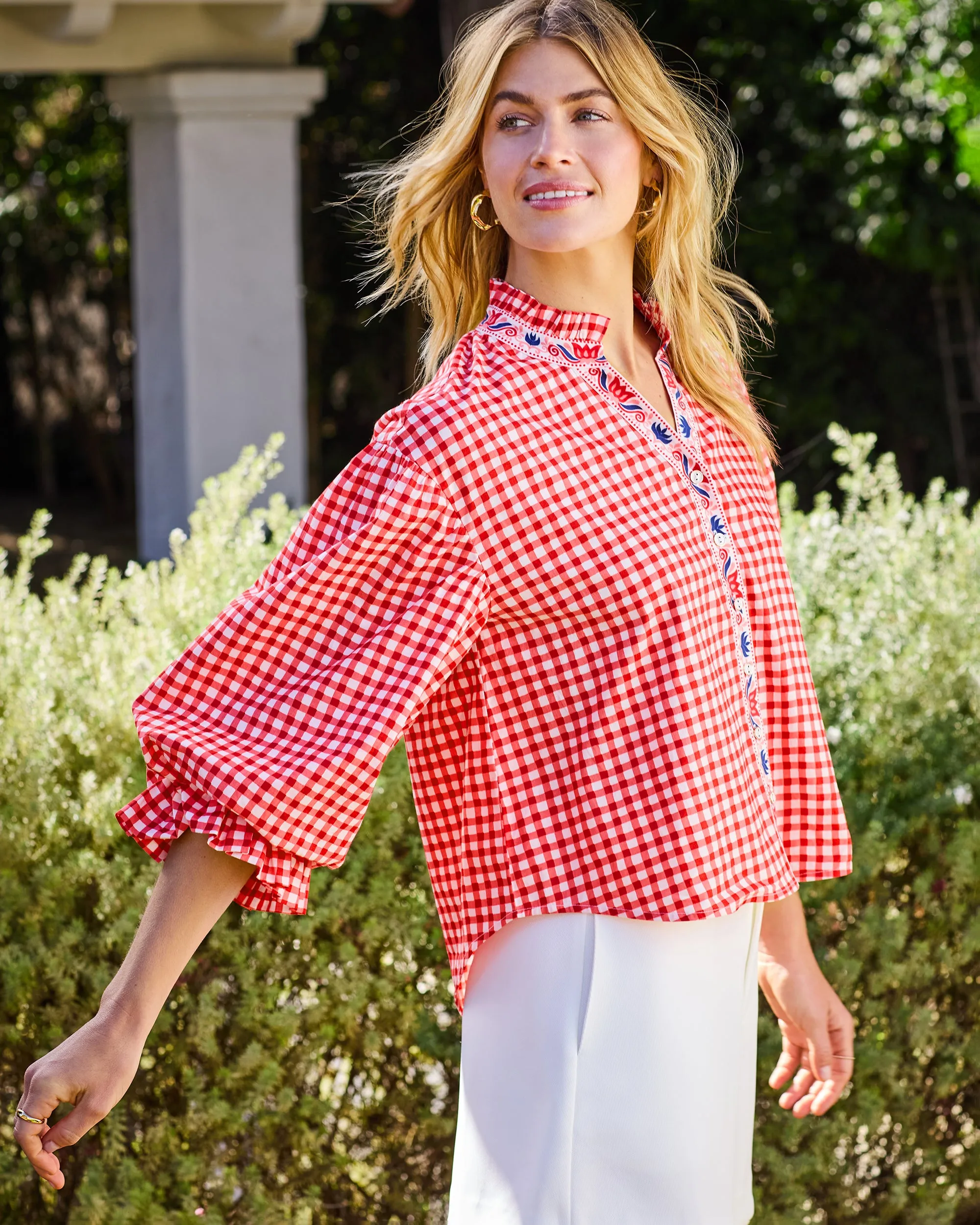 Garden Gingham - Rosalita Blouse - Picnic Red sold by Printfresh product image thumbnail 4