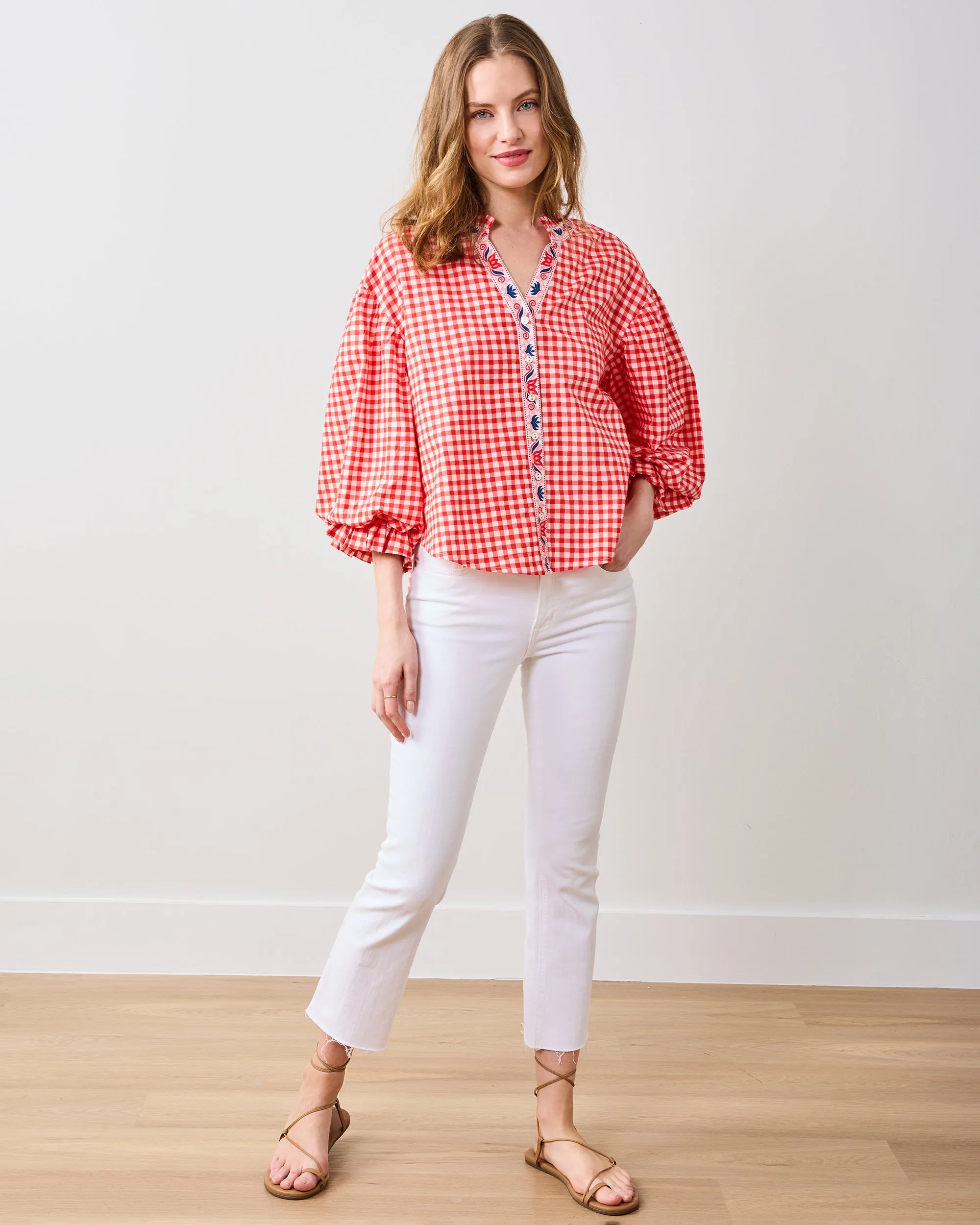 Garden Gingham - Rosalita Blouse - Picnic Red sold by Printfresh product image thumbnail 2