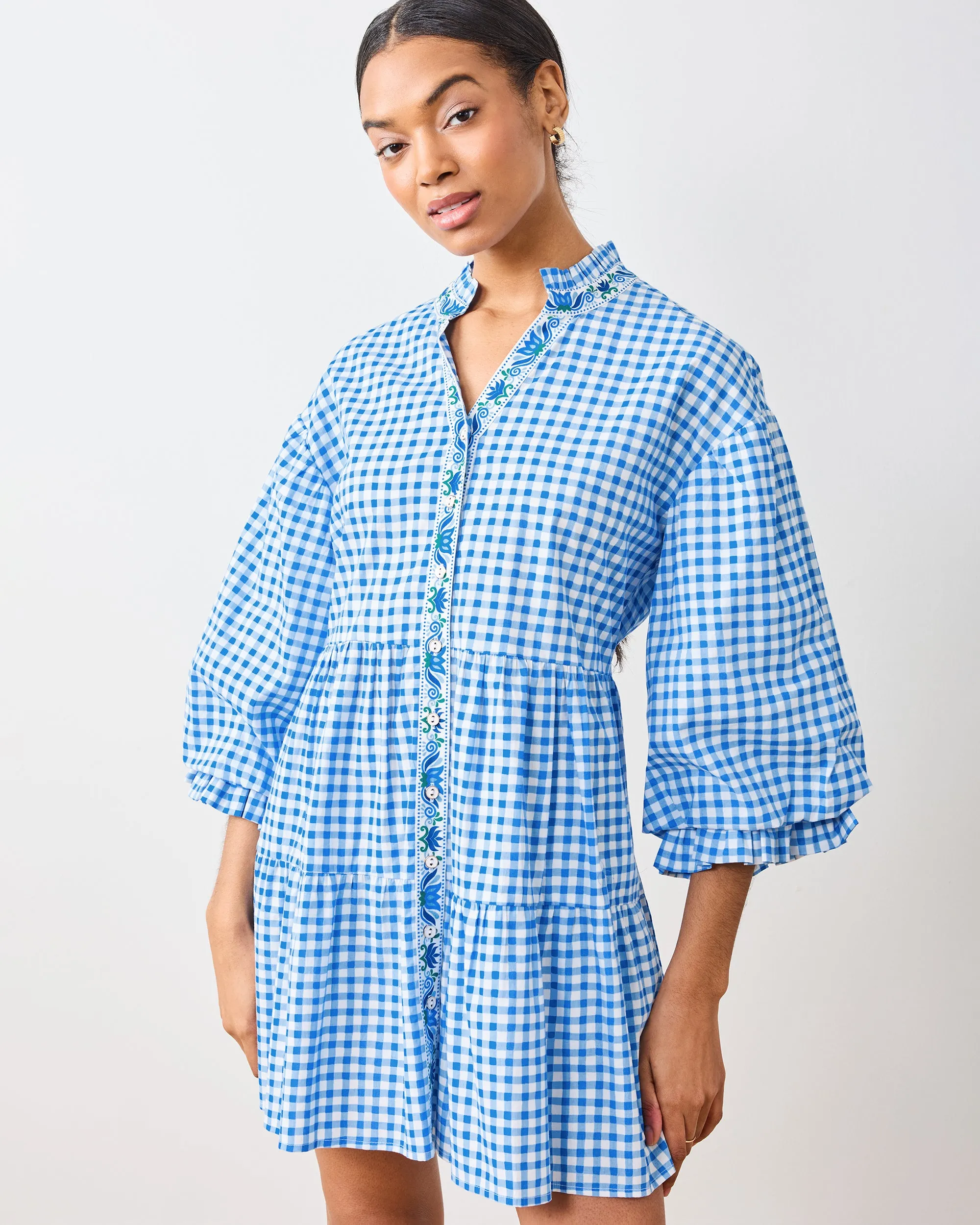 Garden Gingham - Rosalita Dress - Soft Blue sold by Printfresh