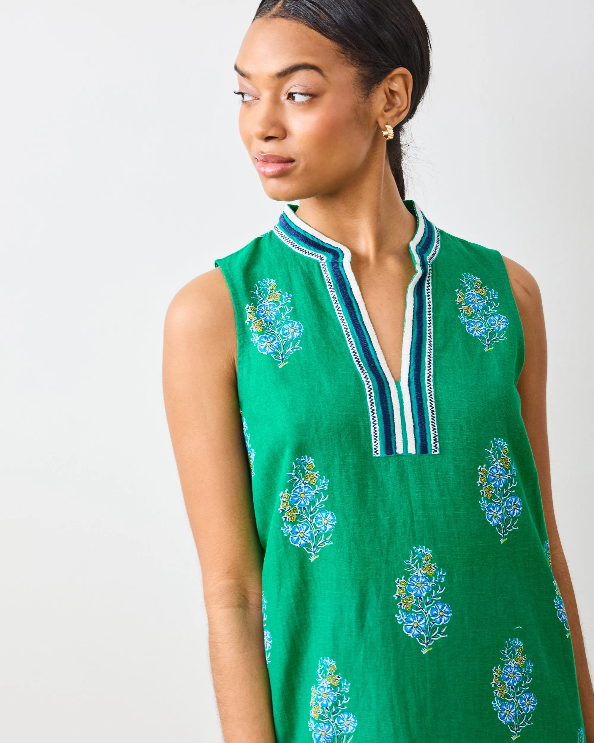 Bouquet Blossoms - Ocean View Long Tunic Dress - Lucky Green sold by Printfresh product image thumbnail 4