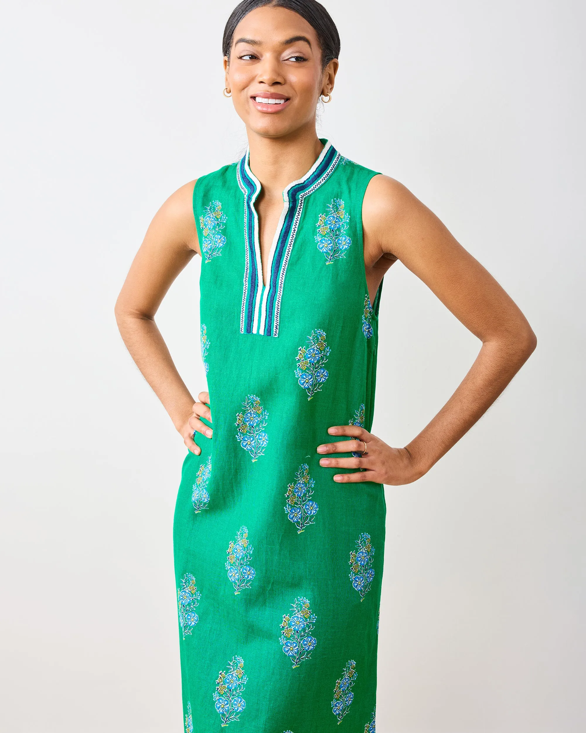 Bouquet Blossoms - Ocean View Long Tunic Dress - Lucky Green sold by Printfresh product image thumbnail 2