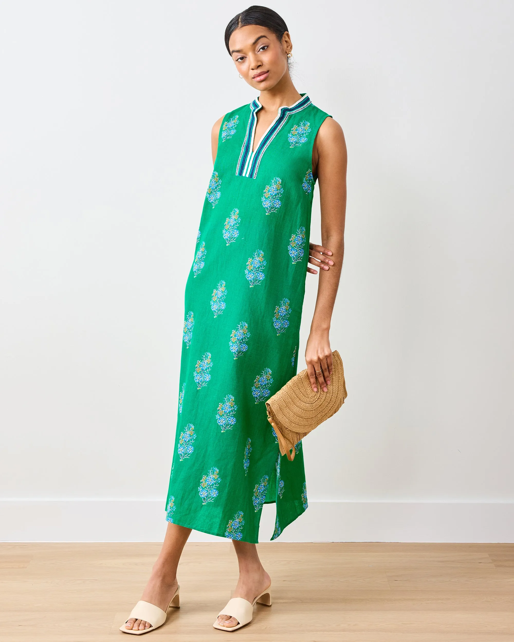 Bouquet Blossoms - Ocean View Long Tunic Dress - Lucky Green sold by Printfresh