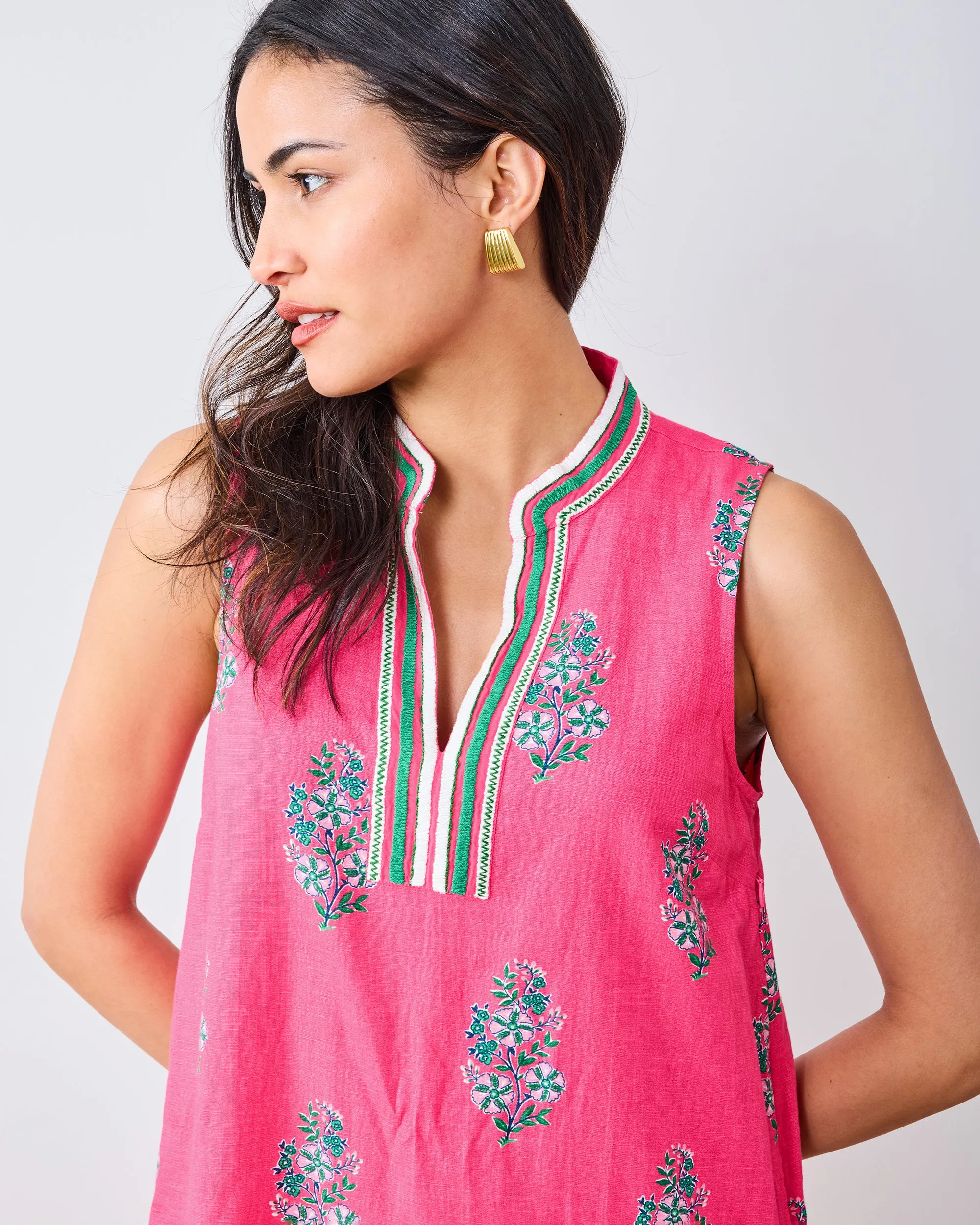 Bouquet Blossoms - Ocean View Long Tunic Dress - Hot Pink sold by Printfresh product image thumbnail 3