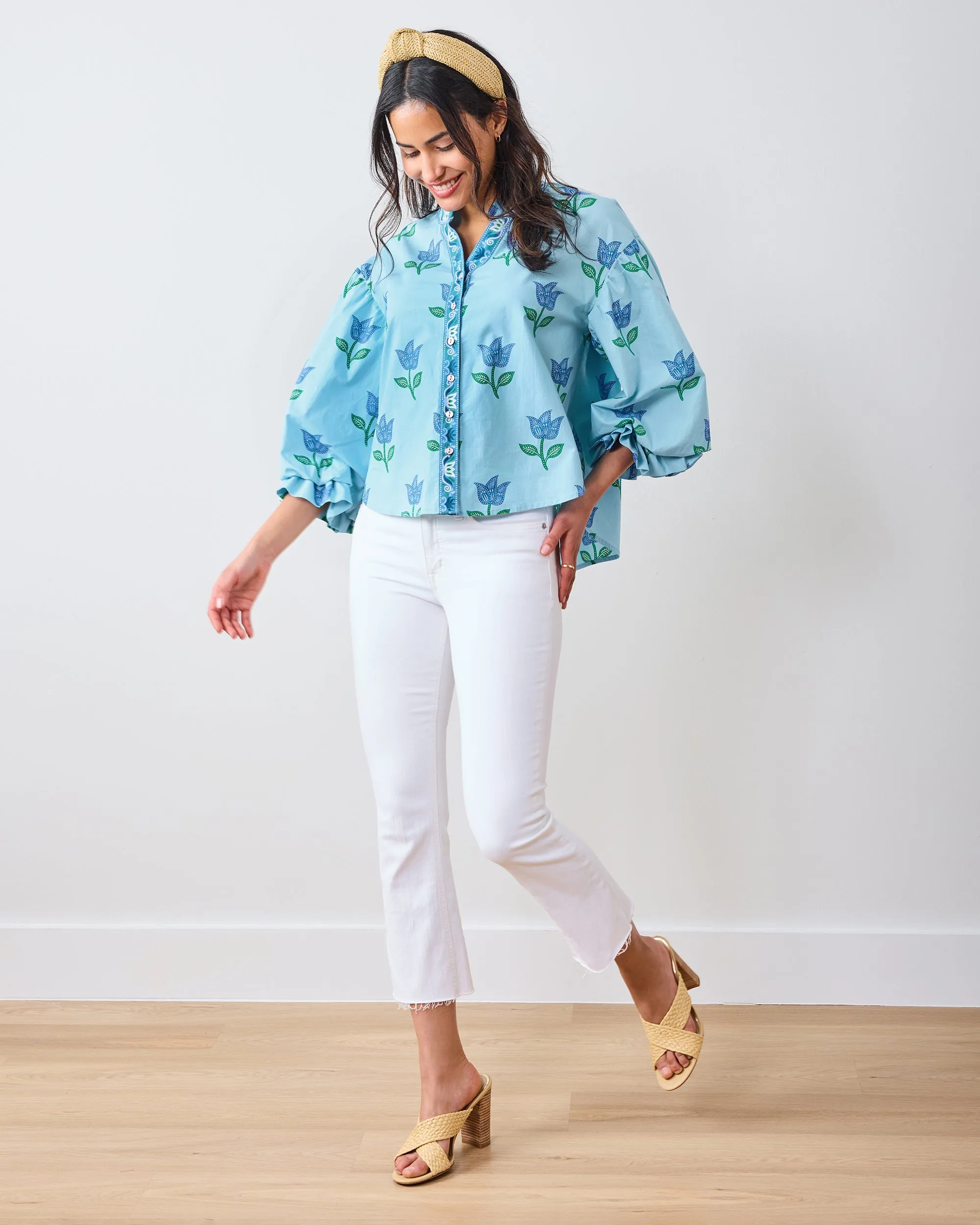 Tulip Bloom - Rosalita Blouse - Oasis Sky sold by Printfresh product image thumbnail 5