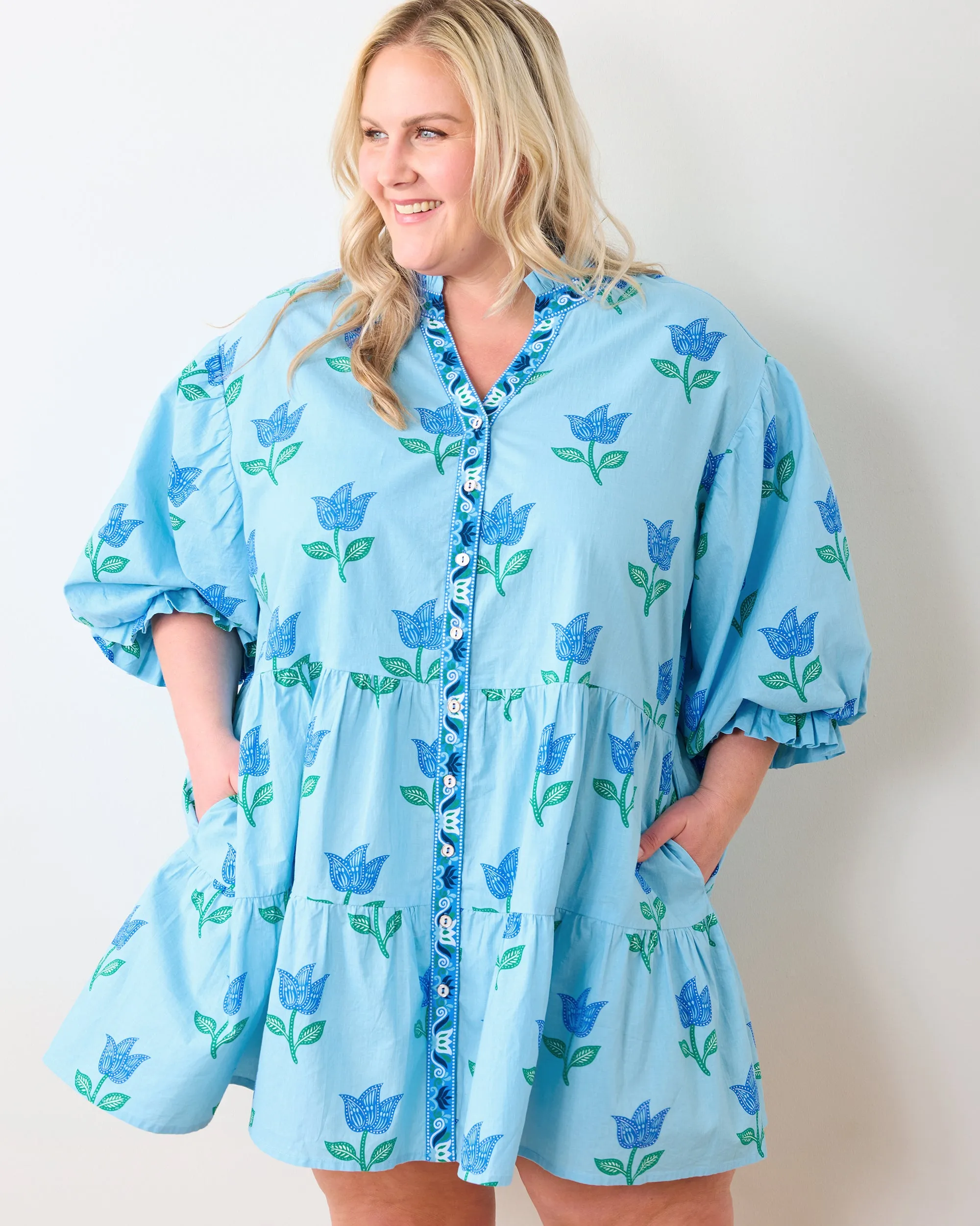 Tulip Bloom - Rosalita Dress - Oasis Sky sold by Printfresh product image thumbnail 2