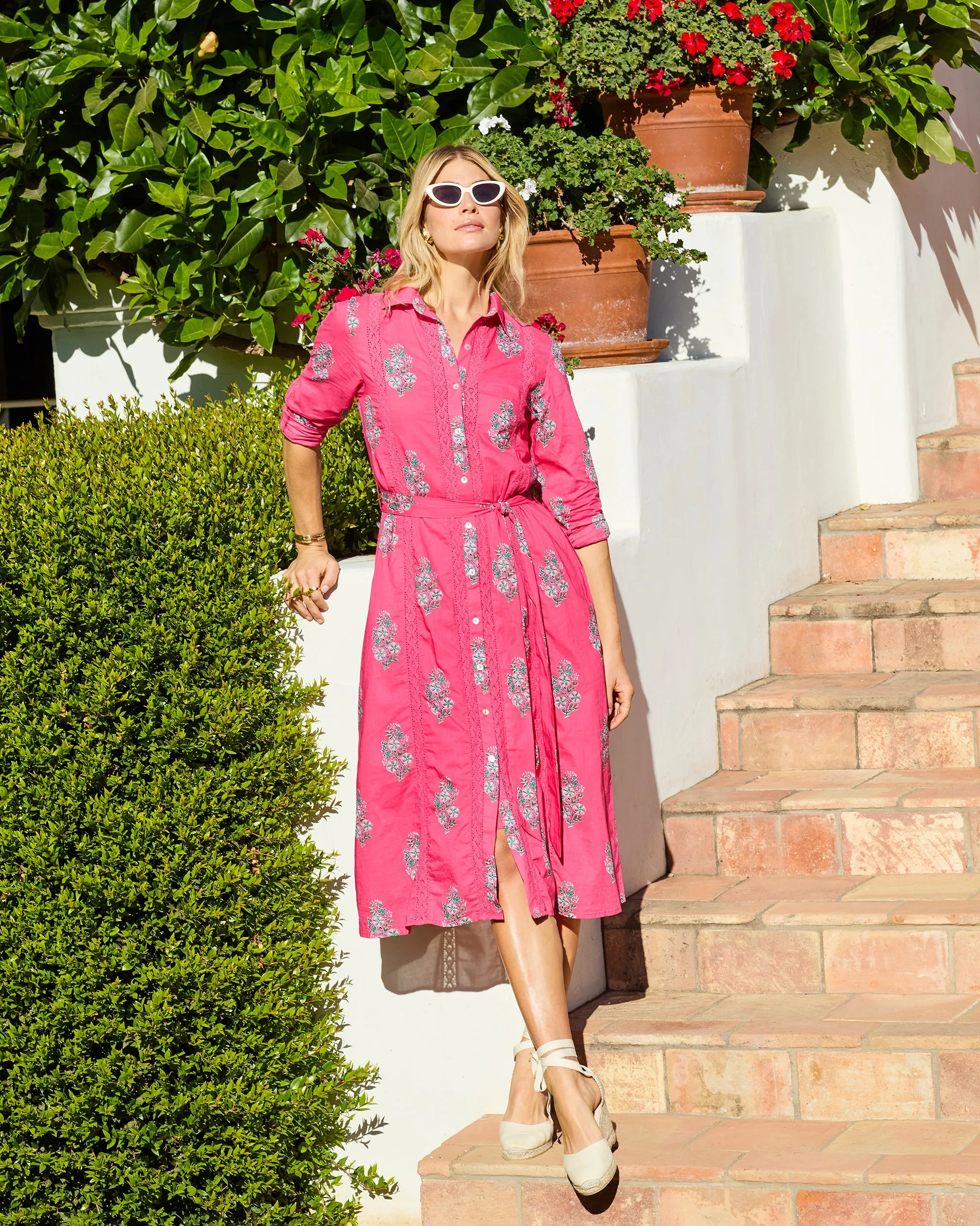 Bouquet Blossoms - Meredith Dress - Hot Pink sold by Printfresh
