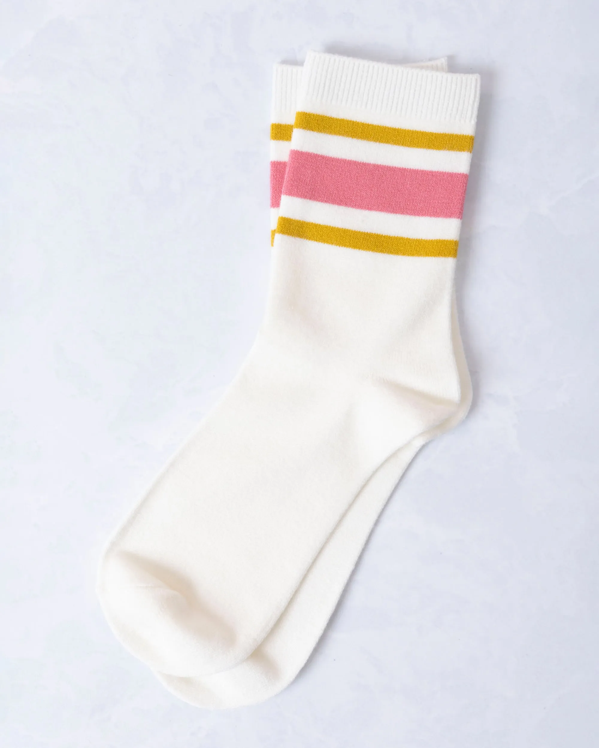 Rose Pink - Retro Stripe Style Crew Socks - Leto Accessories sold by Printfresh product image thumbnail 2