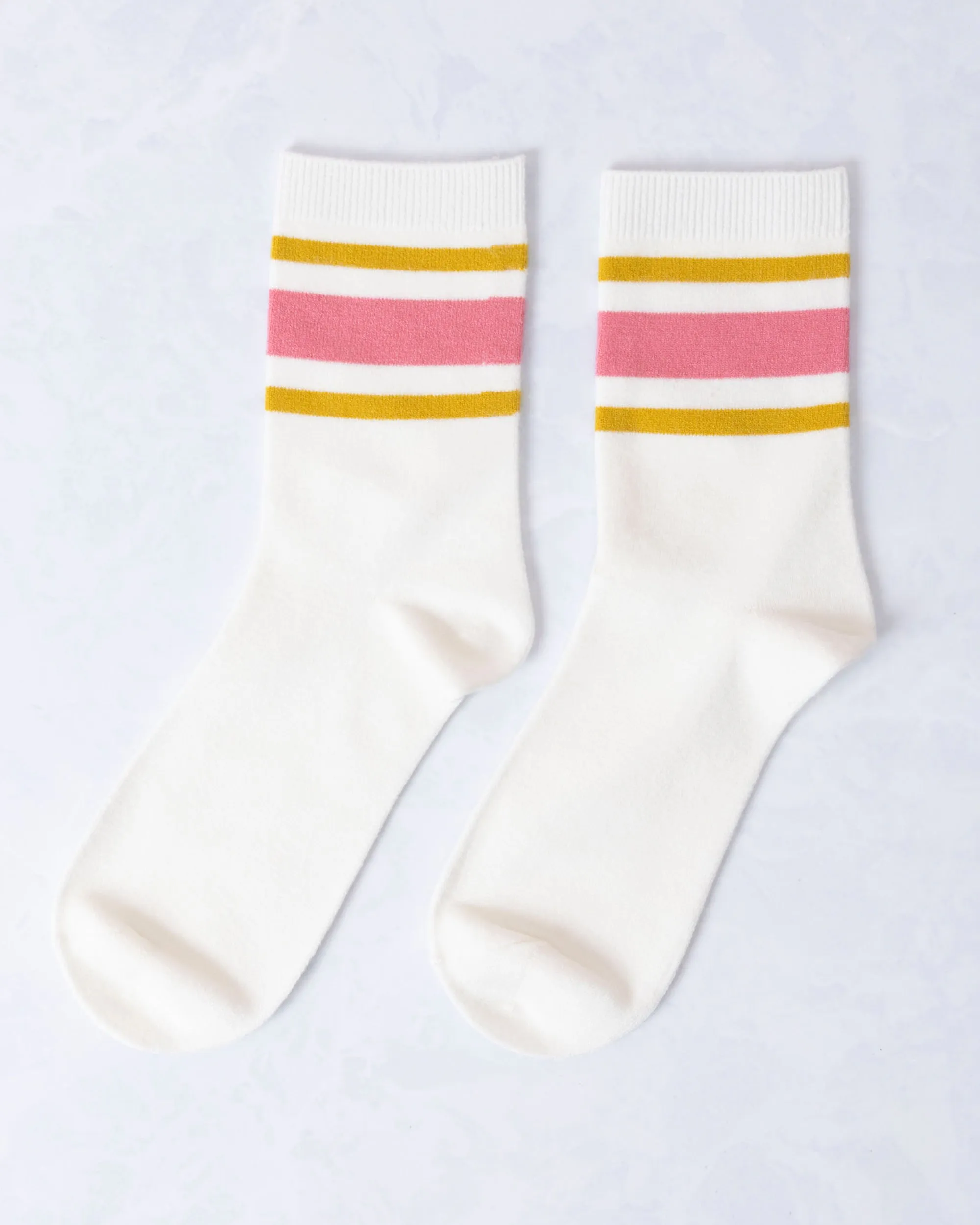 Rose Pink - Retro Stripe Style Crew Socks - Leto Accessories sold by Printfresh product image thumbnail 3