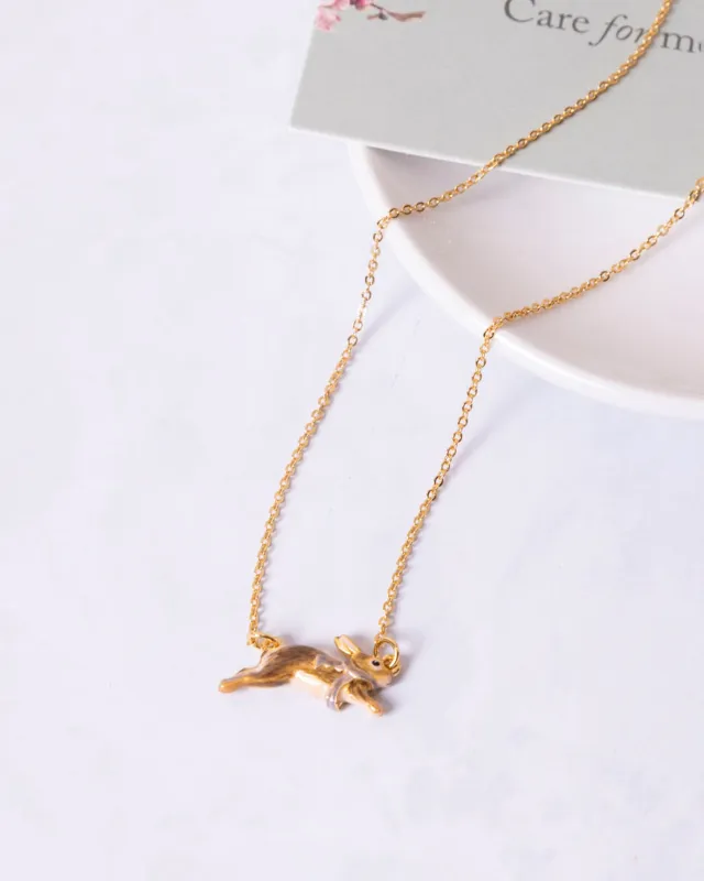 Gold Bunny - Cozy Charm Necklace - Fable England sold by Printfresh