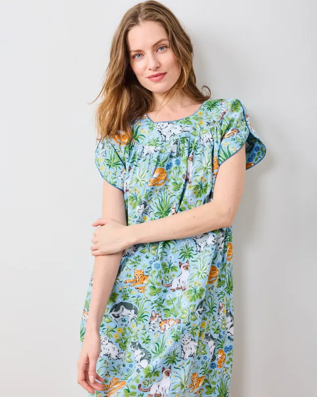Must Love Cats - Retro Dreams Nightgown - Cornflower sold by Printfresh