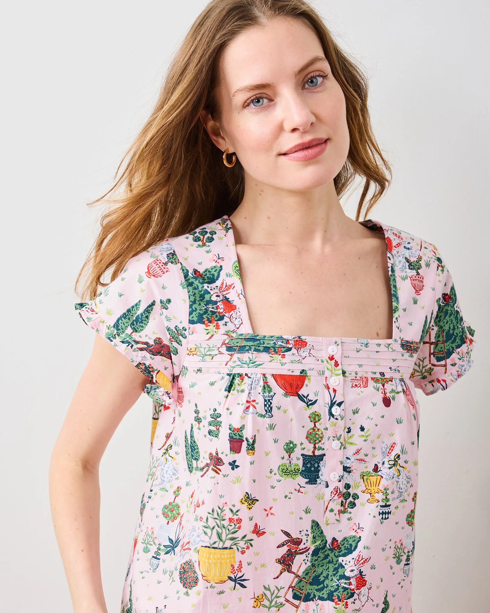 Rabbit Topiary - Pintuck Cropped Pant Set - Easter Pink sold by Printfresh product image thumbnail 3