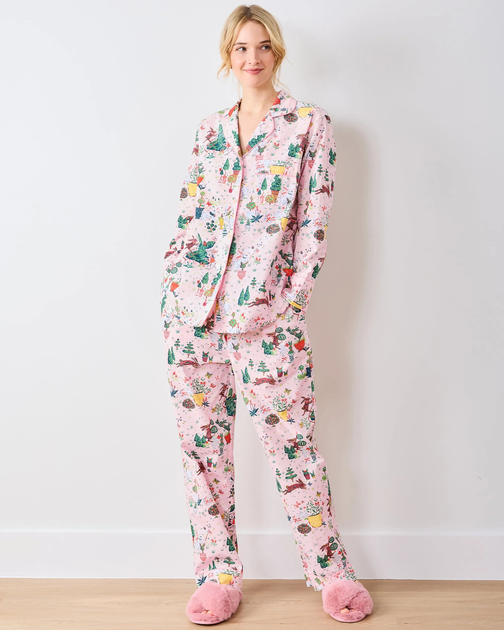 Rabbit Topiary - Long PJ Set - Easter Pink sold by Printfresh product image thumbnail 2