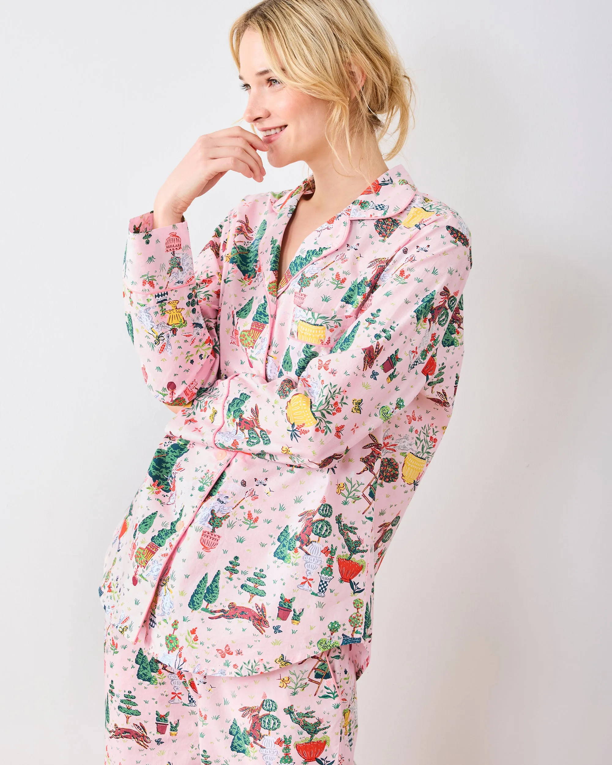 Rabbit Topiary - Long PJ Set - Easter Pink sold by Printfresh product image thumbnail 3