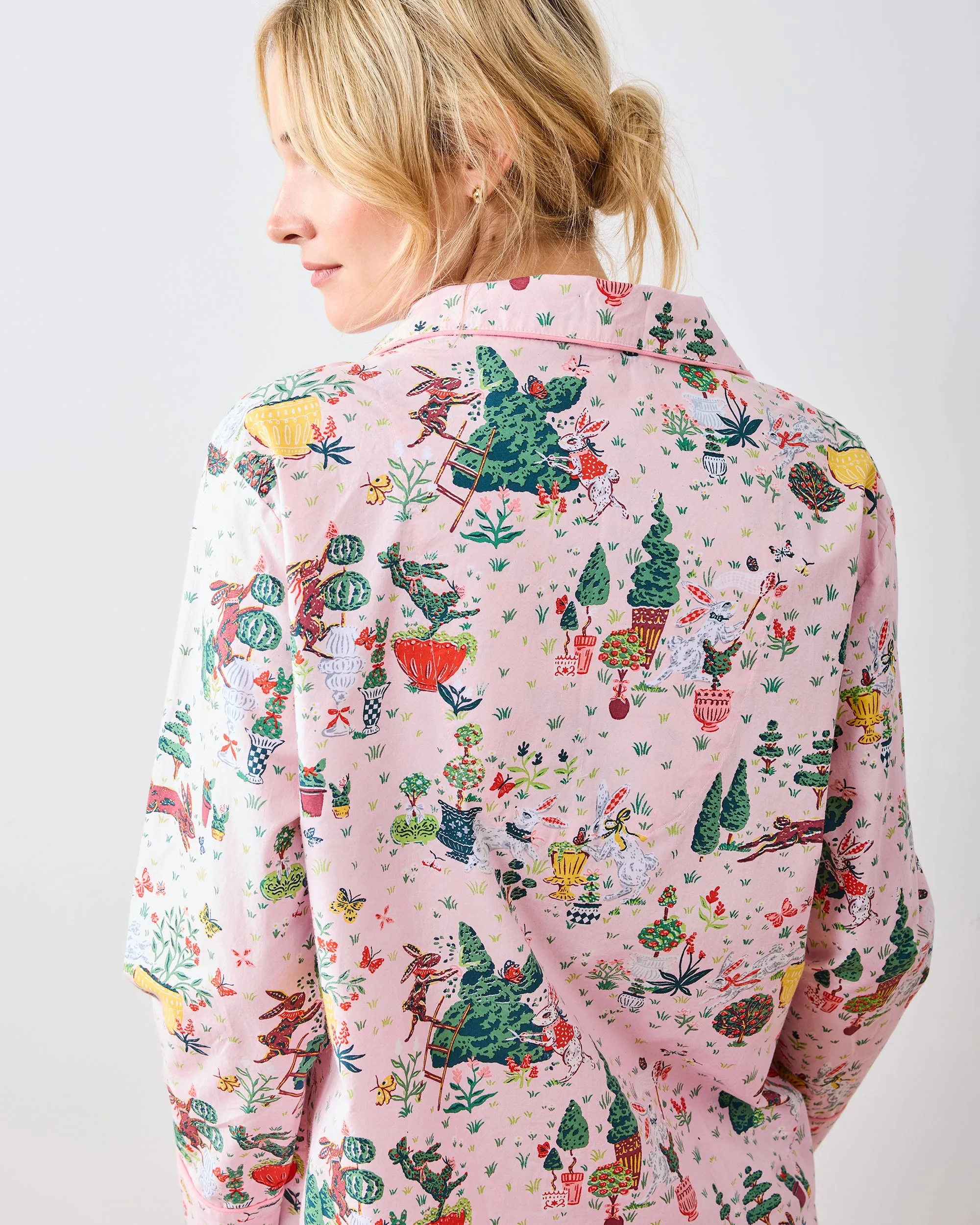 Rabbit Topiary - Long PJ Set - Easter Pink sold by Printfresh product image thumbnail 4