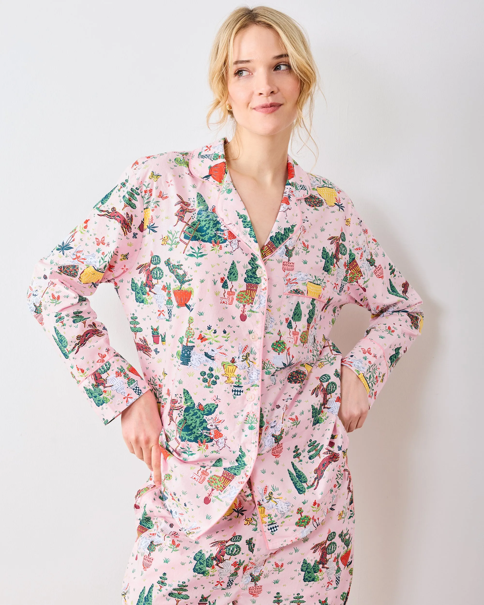 Rabbit Topiary - Long PJ Set - Easter Pink sold by Printfresh product image thumbnail 5