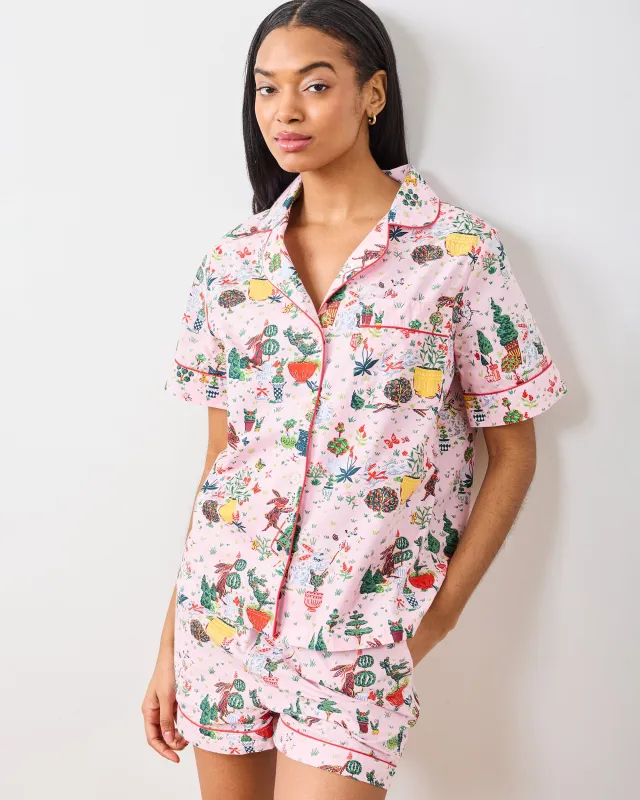 Rabbit Topiary - Short PJ Set - Easter Pink sold by Printfresh