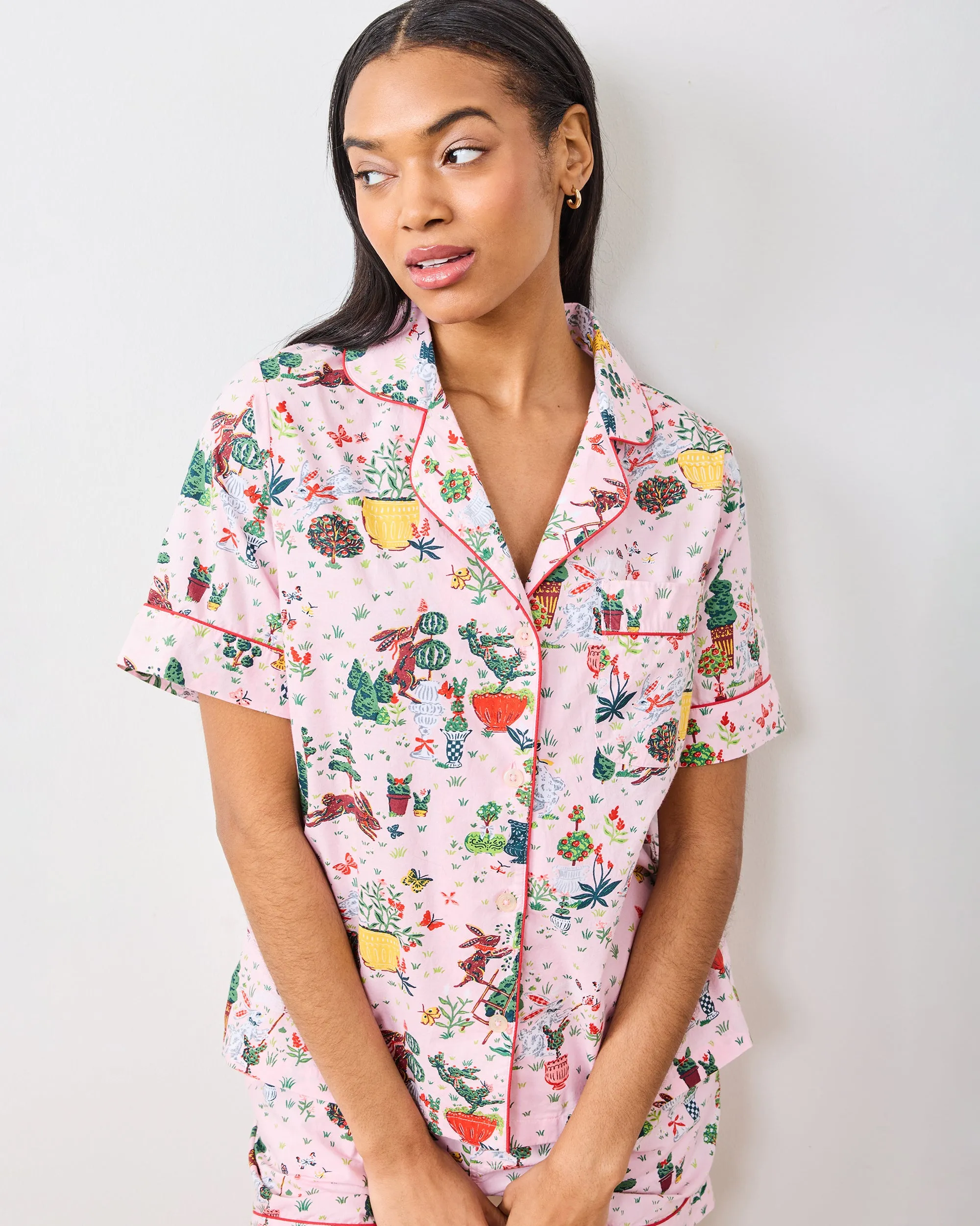 Rabbit Topiary - Short PJ Set - Easter Pink sold by Printfresh product image thumbnail 4