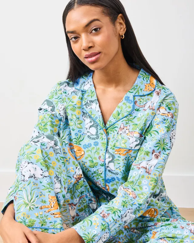Must Love Cats - Petite Long PJ Set - Cornflower sold by Printfresh