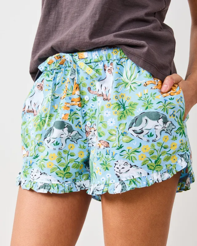 Must Love Cats - Ruffle Shorts - Cornflower sold by Printfresh
