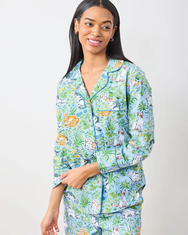 Must Love Cats - Long PJ Set  - Cornflower sold by Printfresh