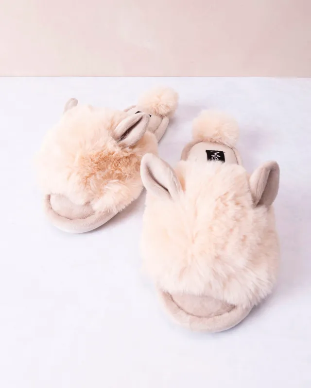 Pink Bunny Hop - Pompom Open Toe Plush Slippers - Infinity Classics International Inc sold by Printfresh
