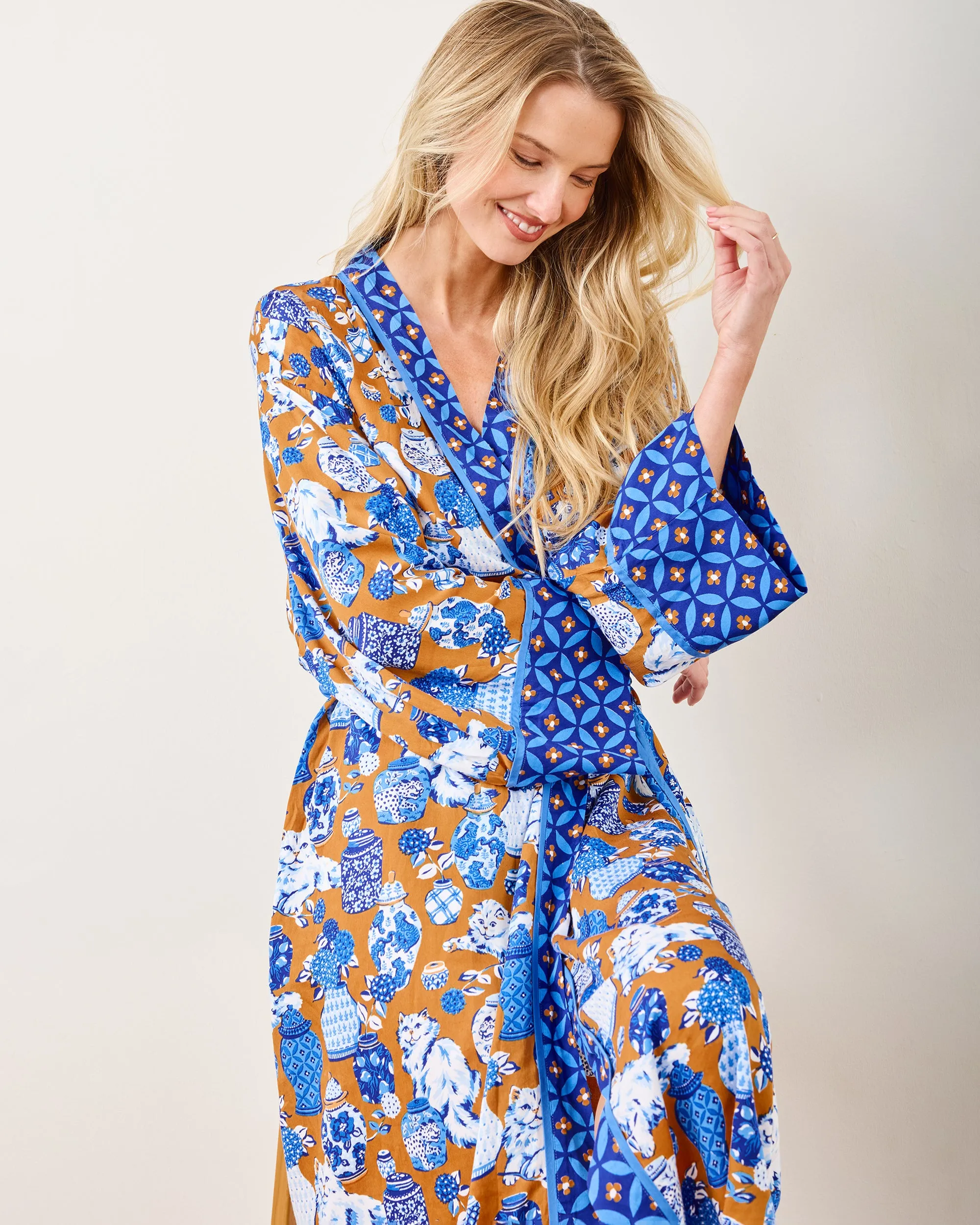 Fancy Cat - Eco Satin Robe - Tobacco sold by Printfresh product image thumbnail 5