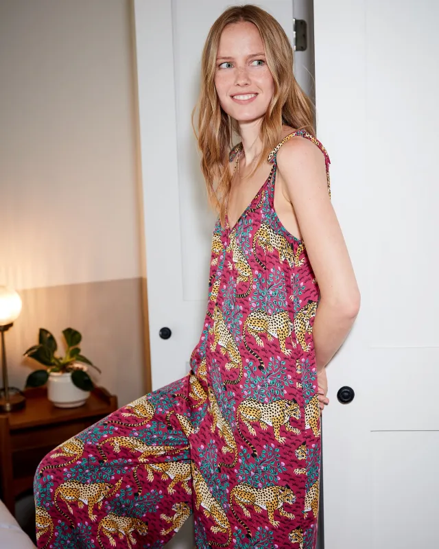 Bagheera - Eco Satin Jaipur Jumpsuit - Wine made by Printfresh