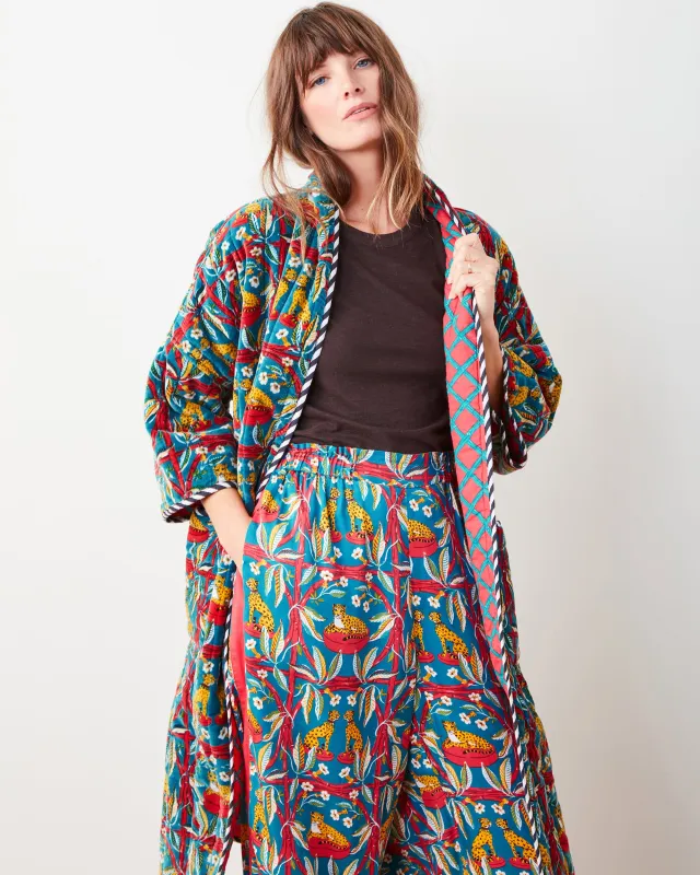 Royal Cheetah - Reversible Quilted Velvet Robe - Ruby Jade sold by Printfresh