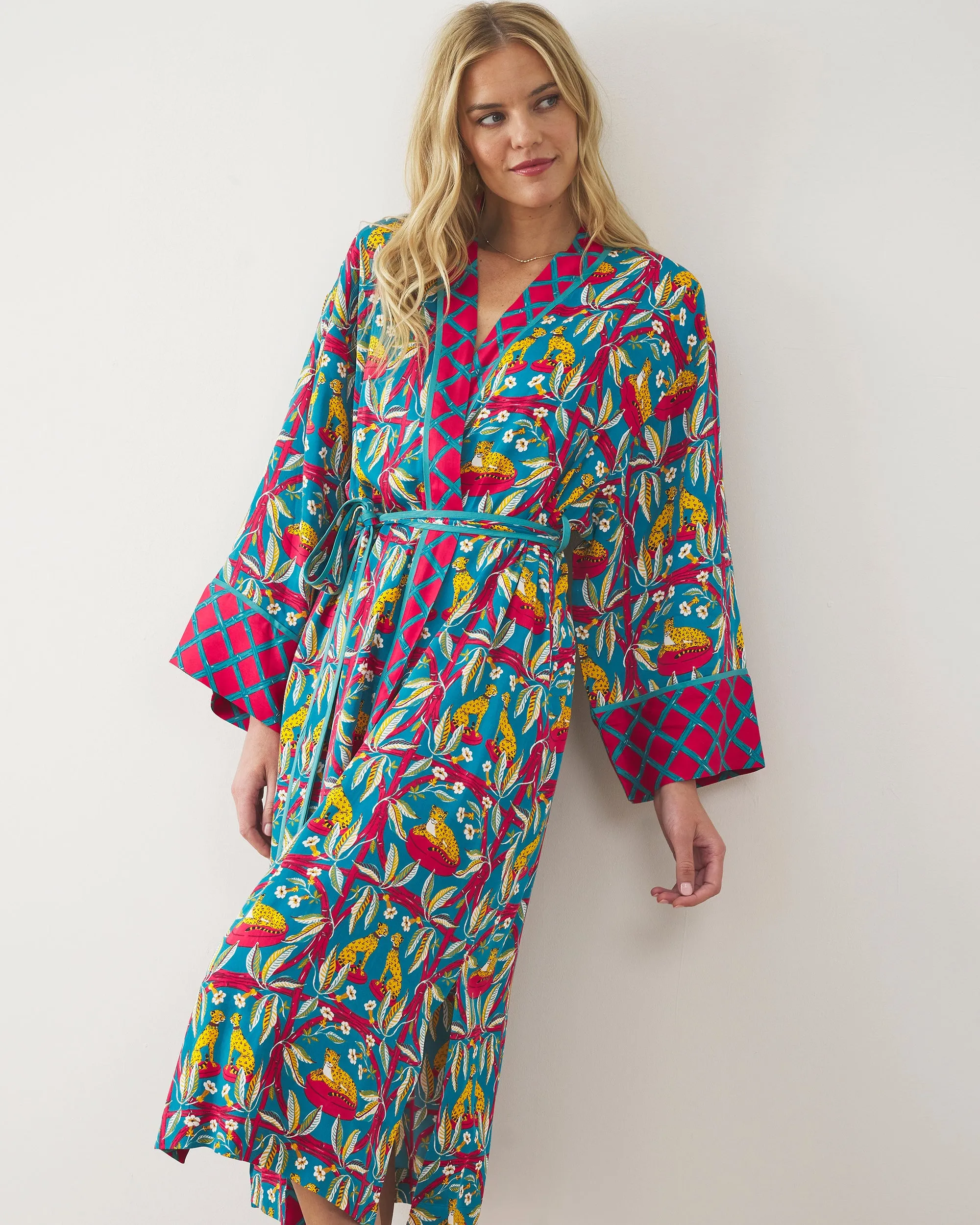 Royal Cheetah - Eco Satin Robe - Ruby & Jade sold by Printfresh product image thumbnail 2