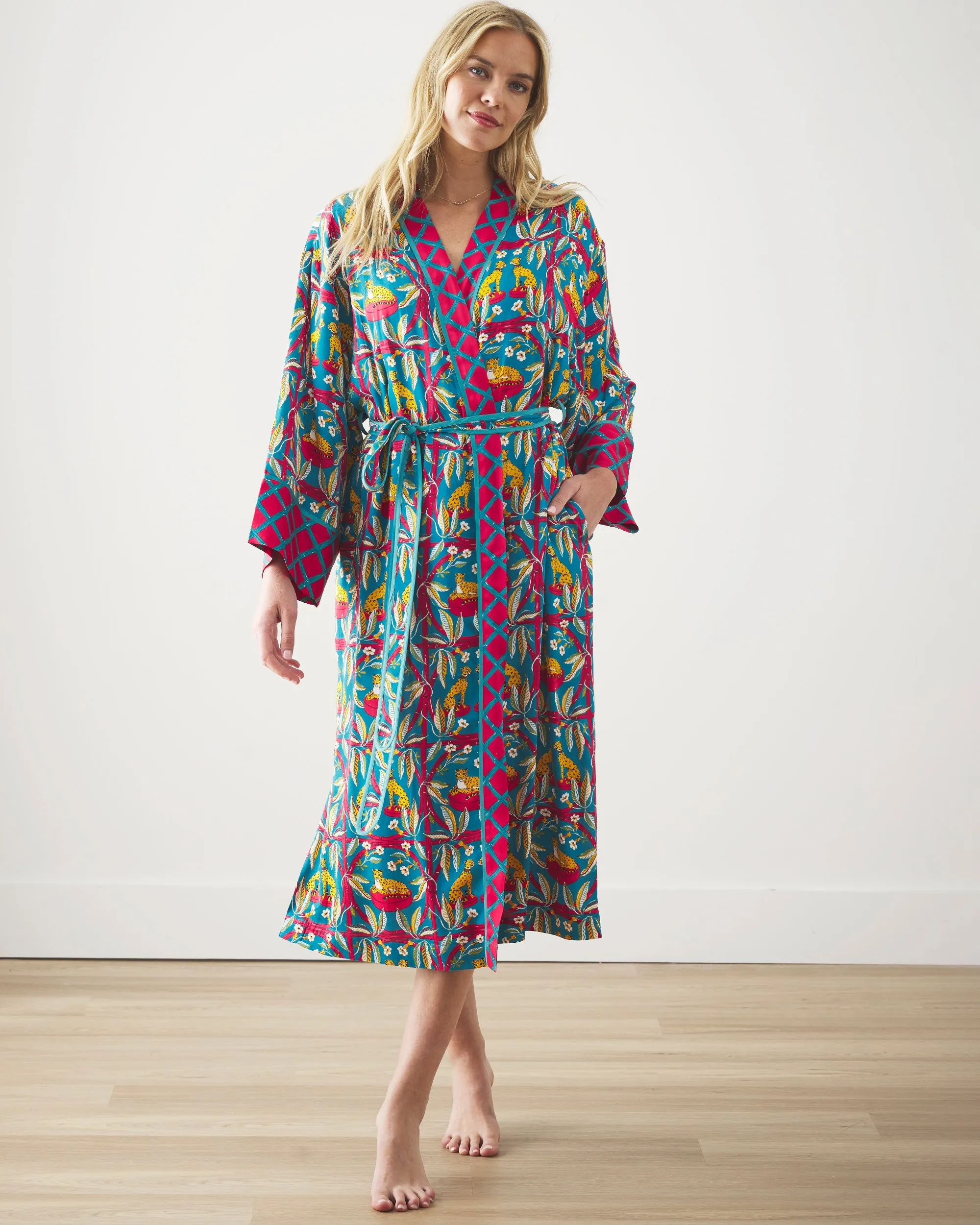 Royal Cheetah - Eco Satin Robe - Ruby & Jade sold by Printfresh product image thumbnail 4