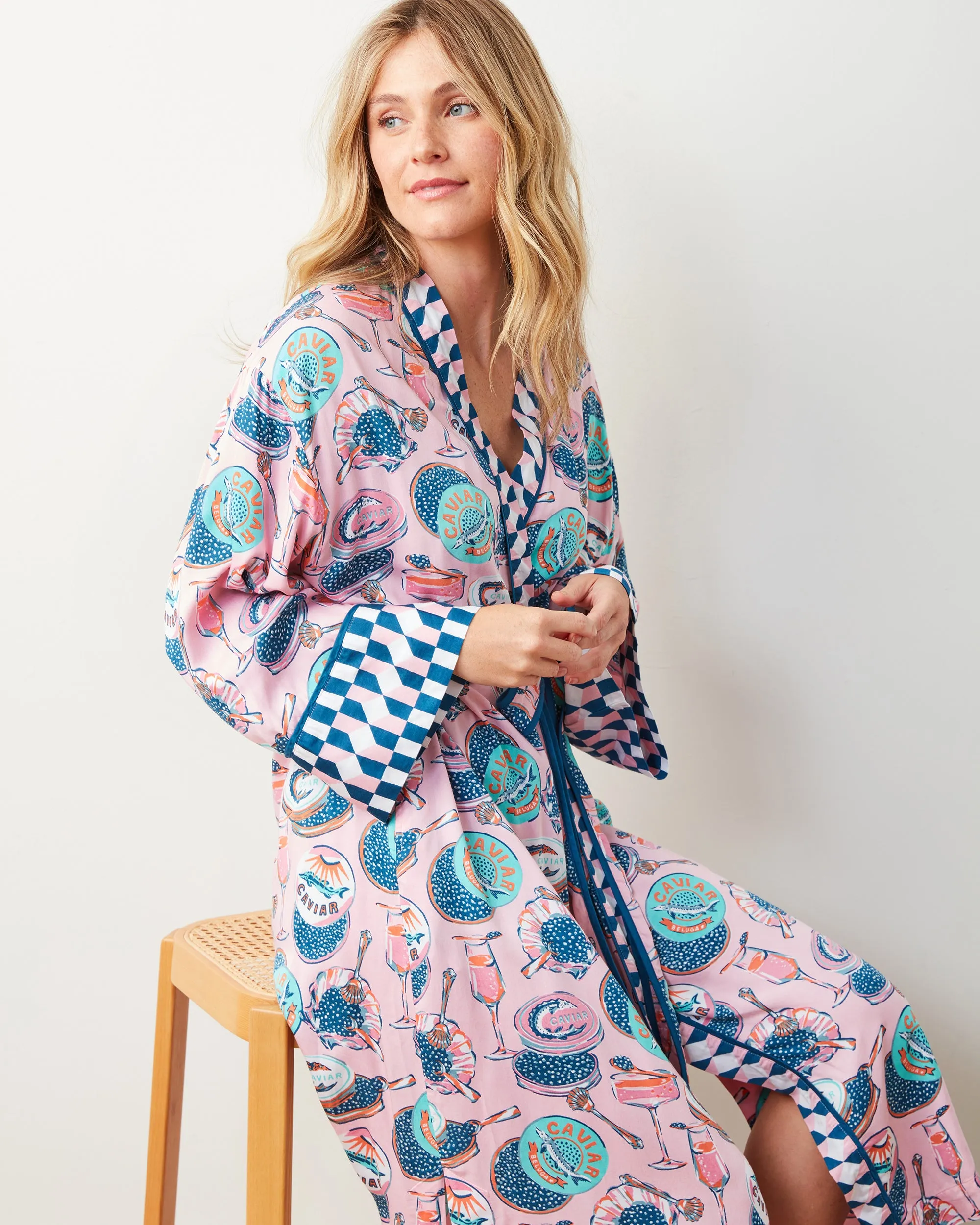 Champagne & Caviar - Eco Satin Robe - Blush sold by Printfresh product image thumbnail 3