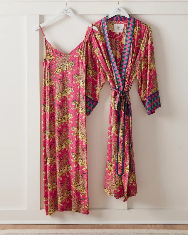 Bagheera - Eco Satin Chic to Sleep Nightie and Eco Satin Robe Set - Hot Pink sold by Printfresh