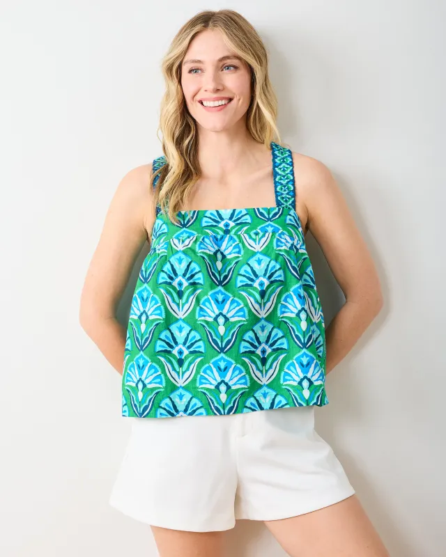 Geo Floral - Mila Top - Green Juice sold by Printfresh