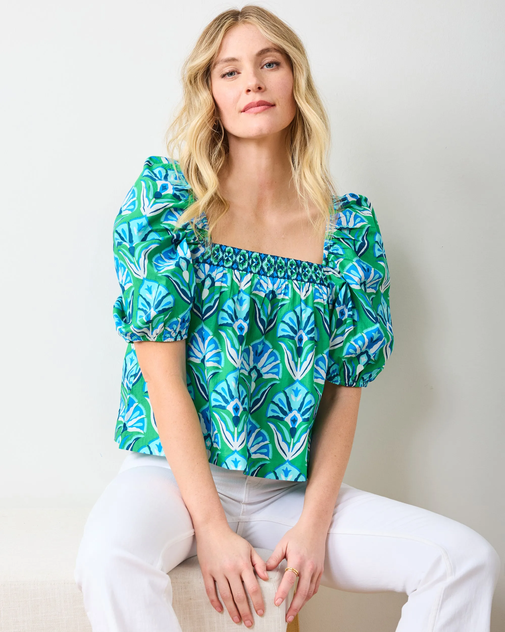 Geo Floral - Margot Blouse - Green Juice sold by Printfresh product image thumbnail 5