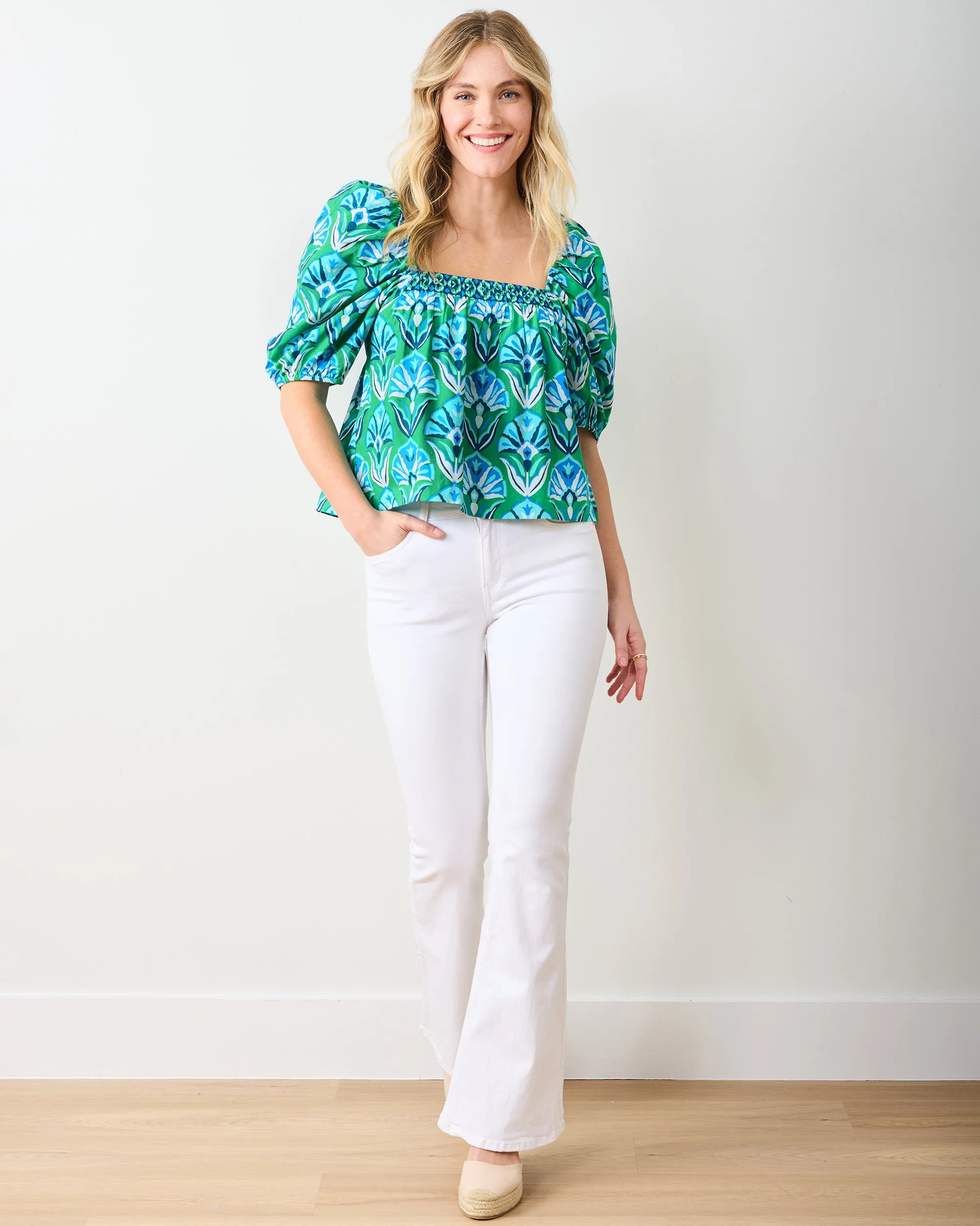 Geo Floral - Margot Blouse - Green Juice sold by Printfresh product image thumbnail 2