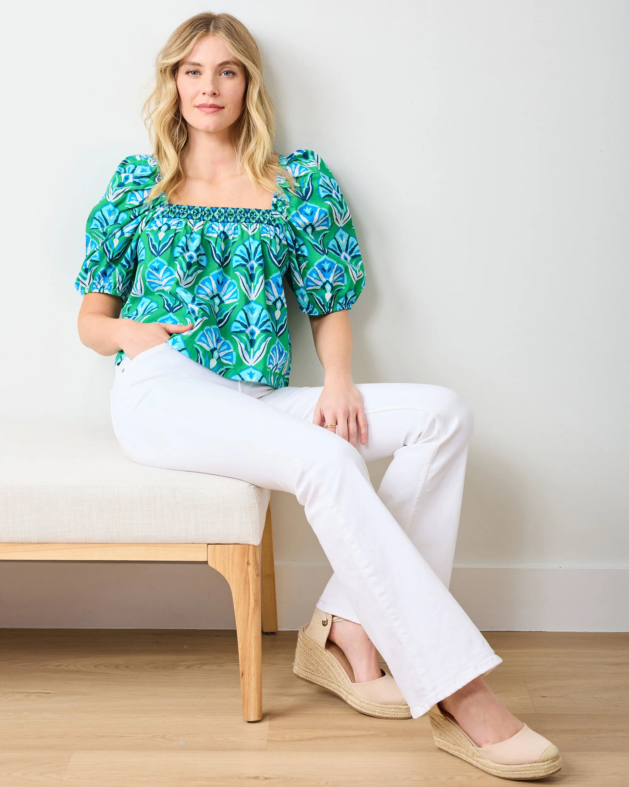 Geo Floral - Margot Blouse - Green Juice sold by Printfresh product image thumbnail 4