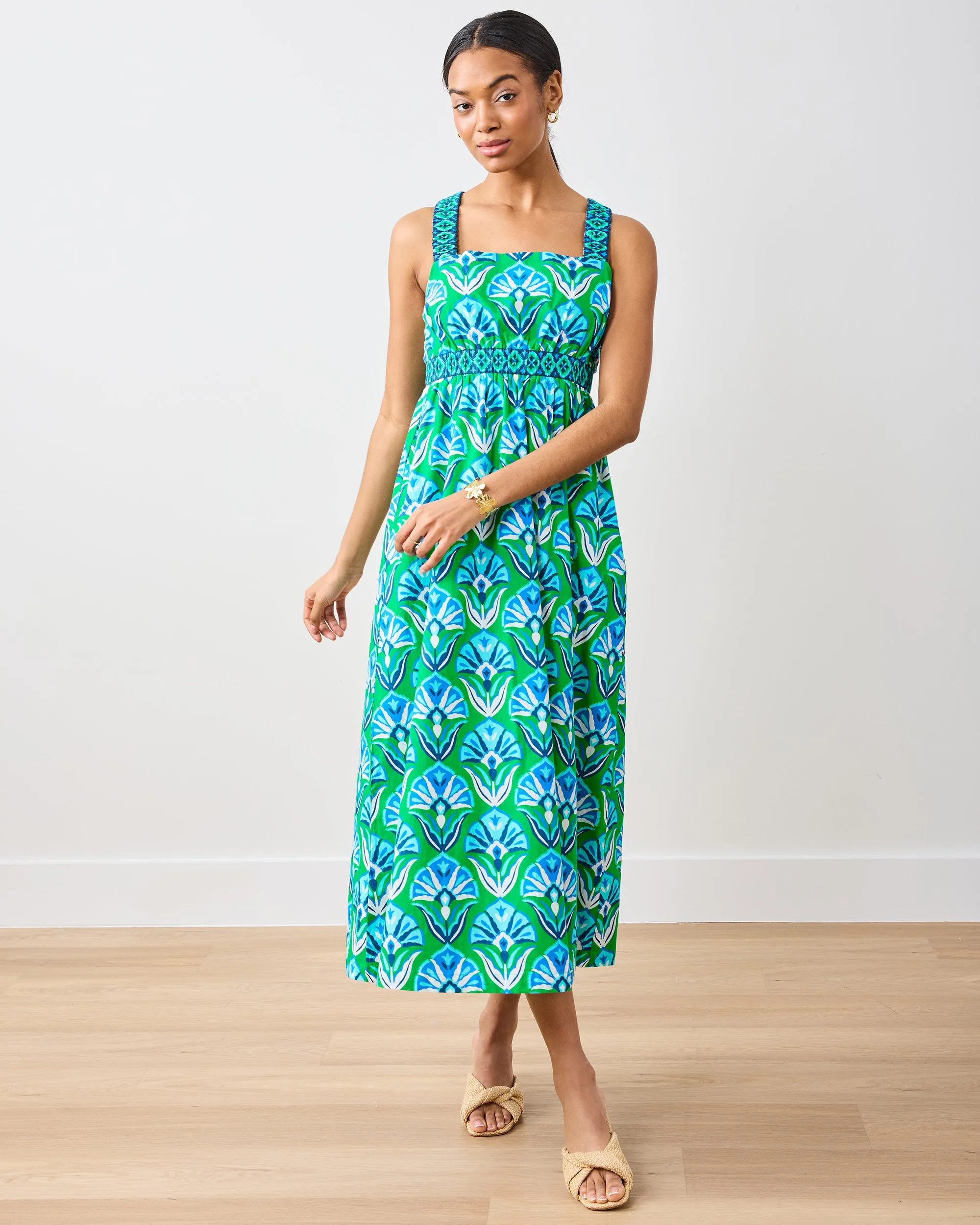 Geo Floral - Coastal Dress - Green Juice sold by Printfresh product image thumbnail 2