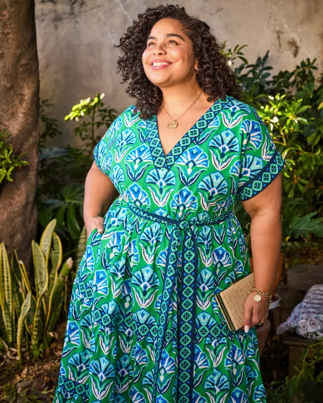 Geo Floral - Harbour Dress - Green Juice made by Printfresh