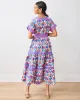 Geo Floral - Harbour Dress - Fuschia Cloud sold by Printfresh