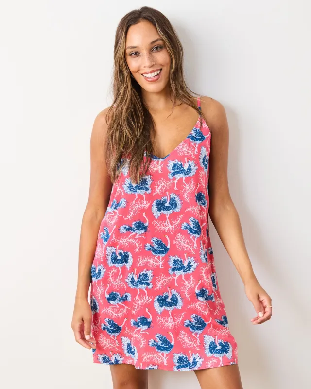 Ostrich Dance - Eco Satin Chic To Sleep Shortie - Fancy Pink sold by Printfresh