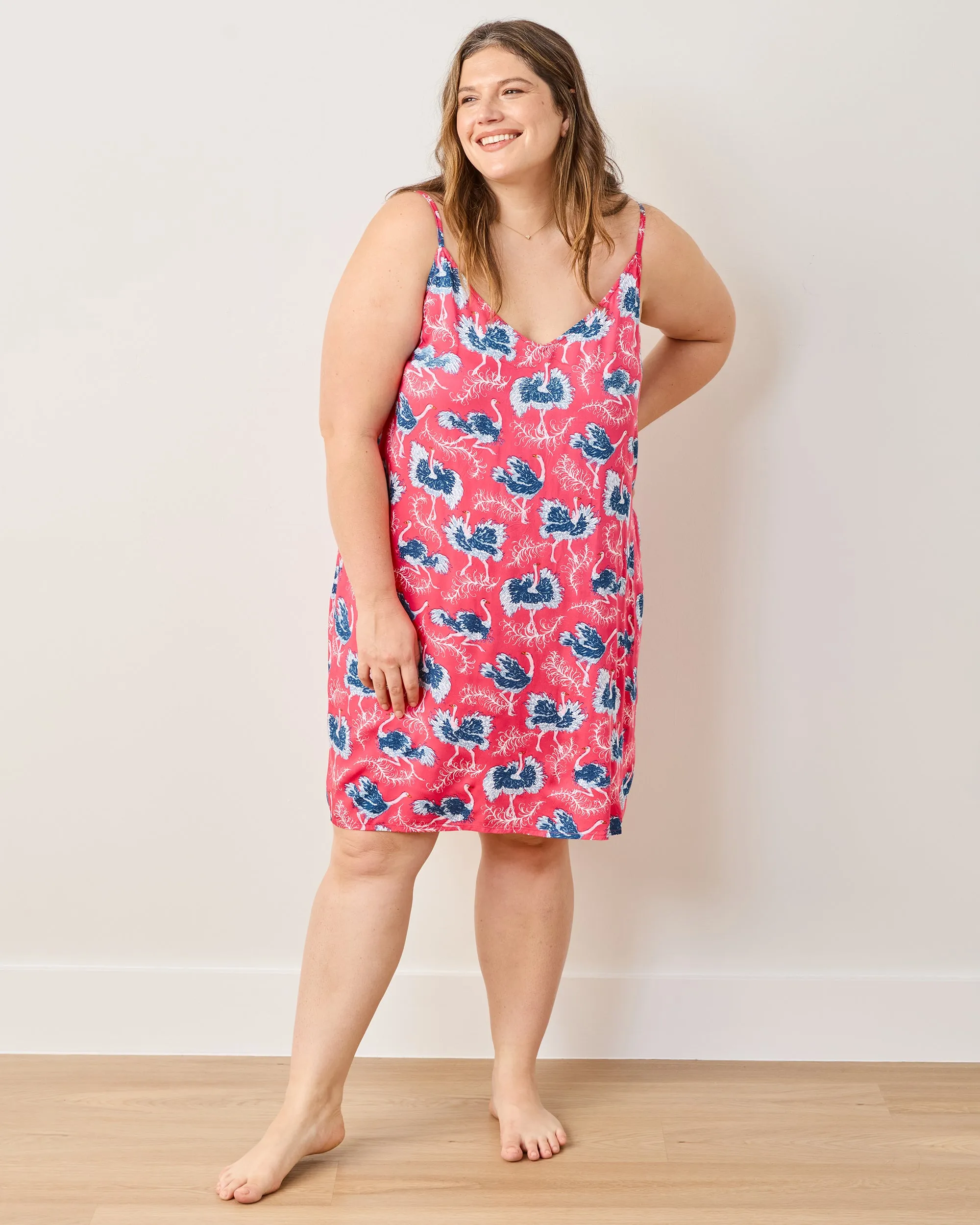 Ostrich Dance - Eco Satin Chic To Sleep Shortie - Fancy Pink sold by Printfresh product image thumbnail 2