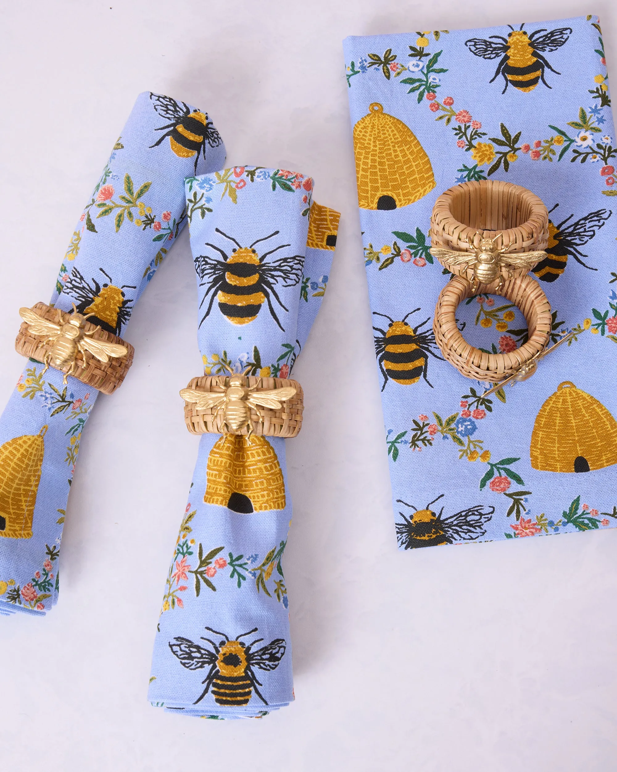 Gold Bee - Rattan Napkin Rings Set Of 4 - Ten Twenty Six Designs sold by Printfresh product image thumbnail 3