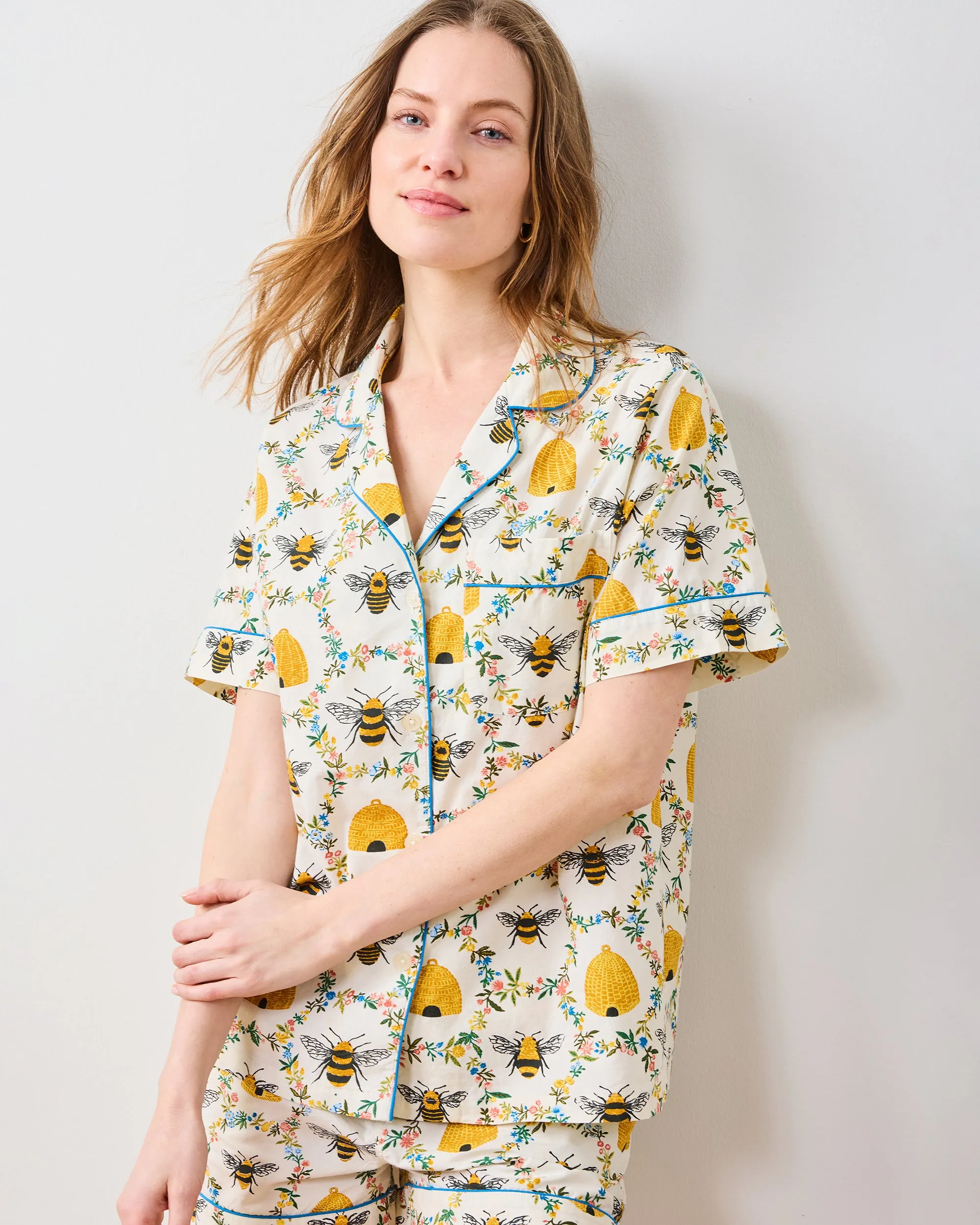 Sweet Bee & Butterfly Groove - Short PJ Set Bundle - Cream & Soft Blue sold by Printfresh product image thumbnail 2