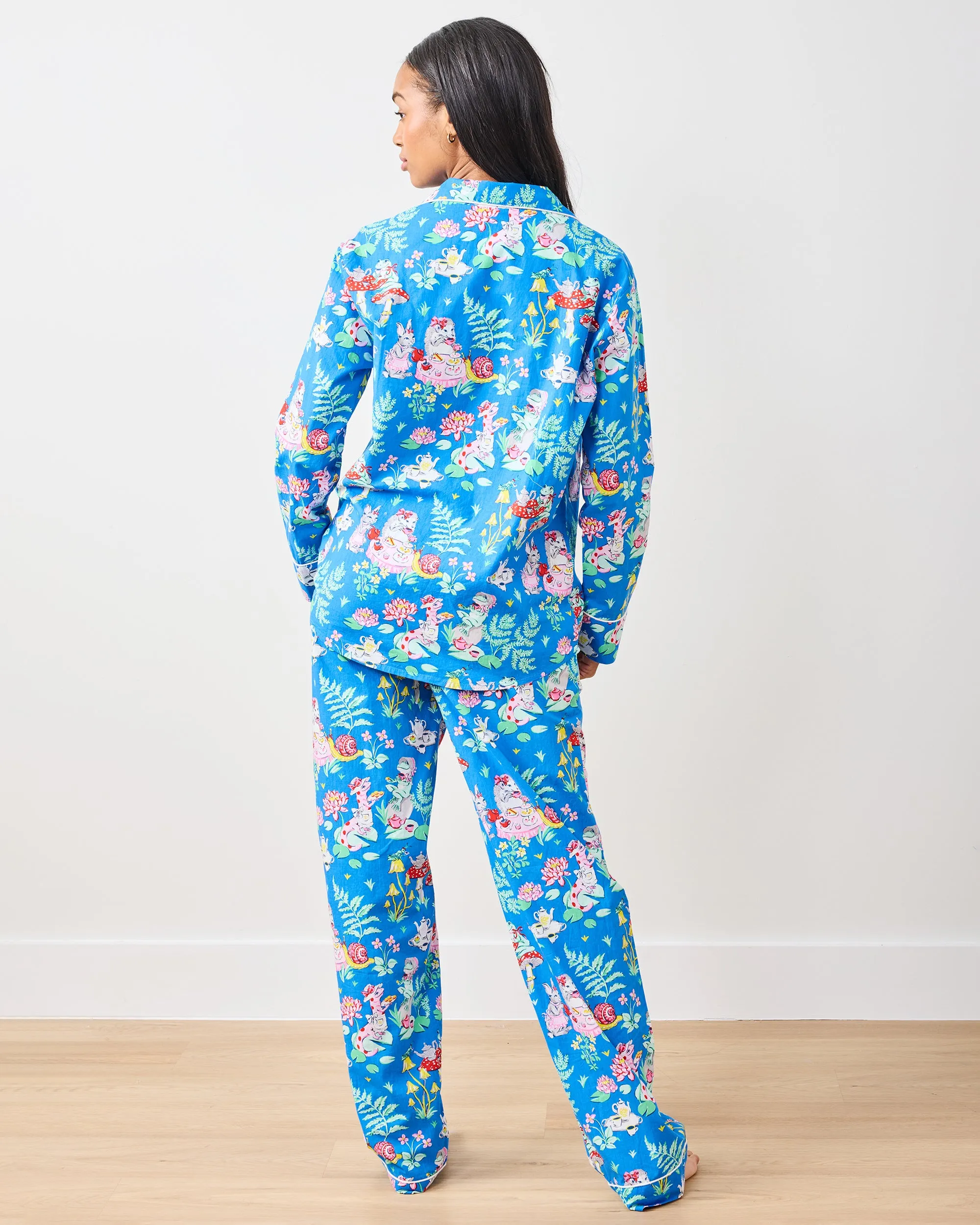 Tea Party - Long PJ Set - Soft Cobalt sold by Printfresh product image thumbnail 5