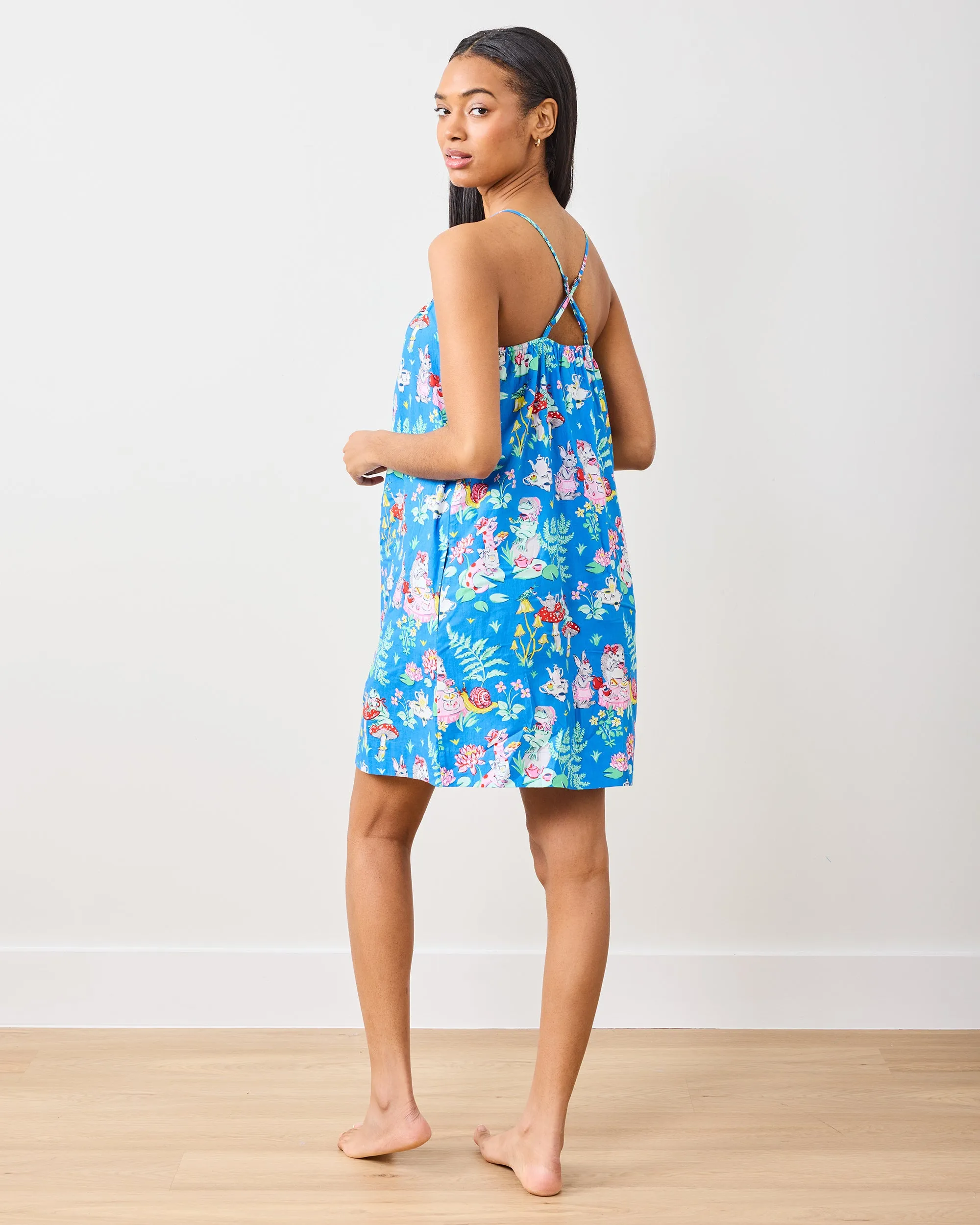 Tea Party - Cami Nightgown - Soft Cobalt sold by Printfresh product image thumbnail 4