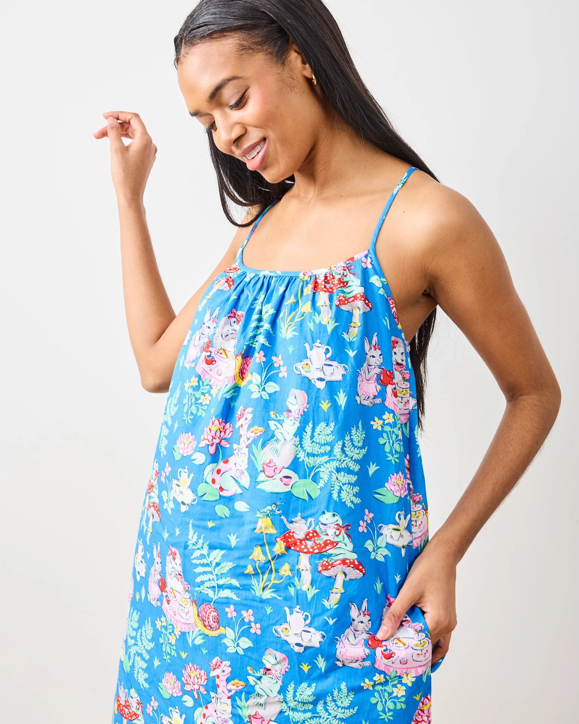 Tea Party - Cami Nightgown - Soft Cobalt sold by Printfresh product image thumbnail 3